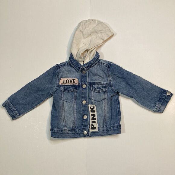 Vintage ZARA BABY GIRL x PINK PANTHER Terry Hood Denim Jacket 9-12m - Picture 8 of 16